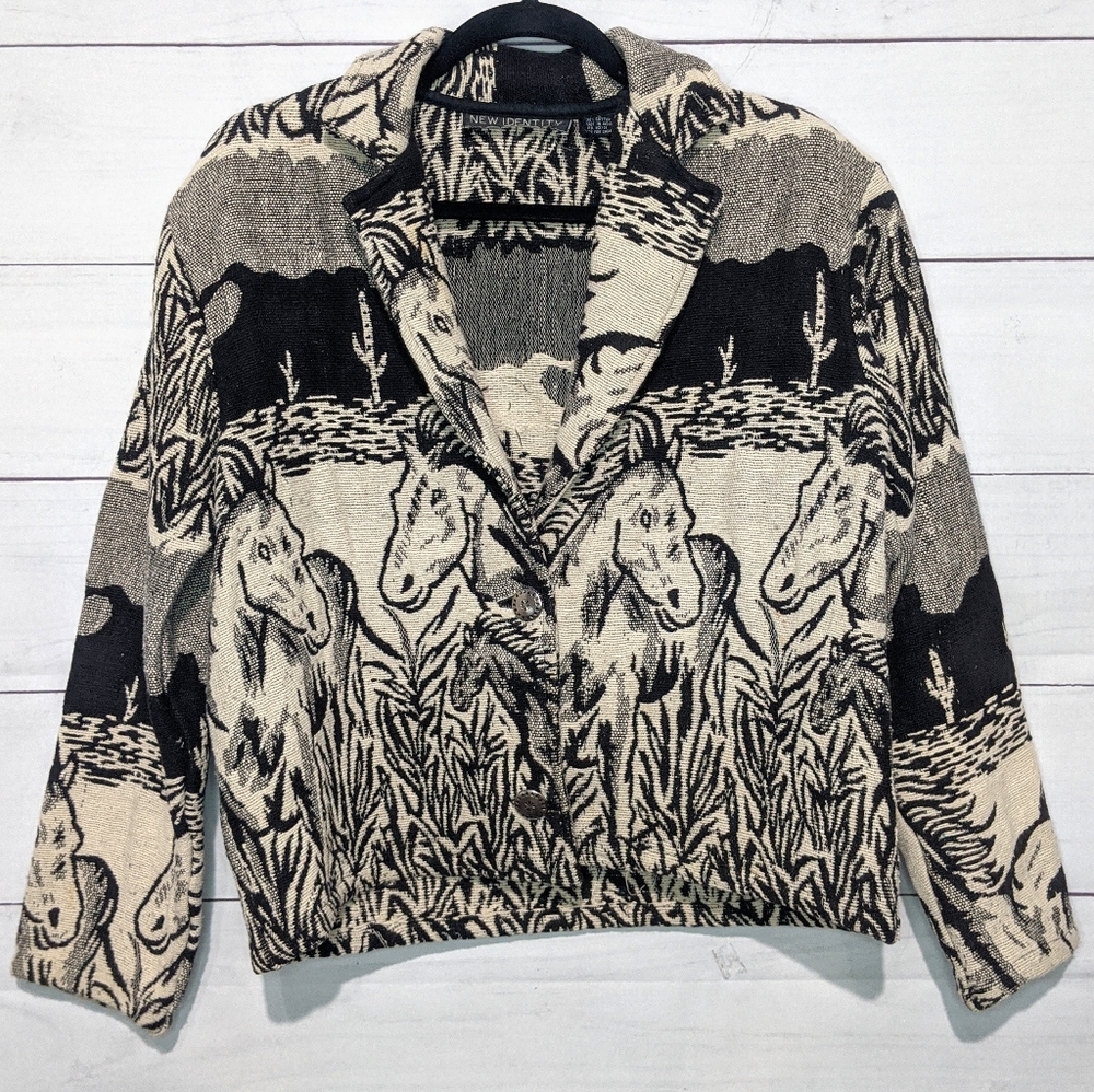 Vintage 90s Y2K New Identity Woven Western Horse Jacket